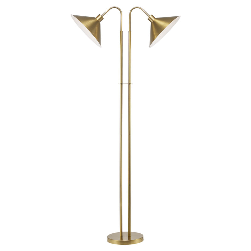 Roslyn 2-Light 65" Gooseneck Floor Lamp in Antique Gold