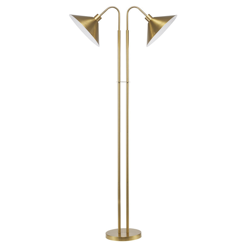 Roslyn 2-Light 65" Gooseneck Floor Lamp in Antique Gold