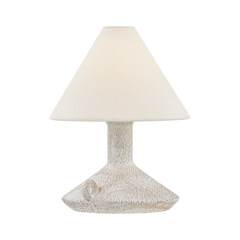 Passage Rechargeable Table Lamp in Patina Brass / Ceramic Riven Chalk
