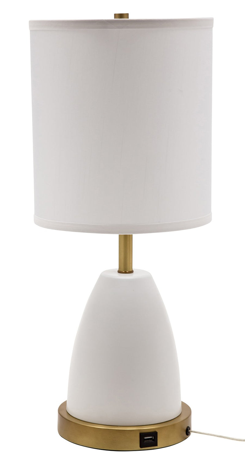 Rupert 21" Table Lamp with USB Port in White