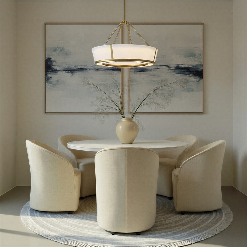 Royce 1 Light 24.25" Integrated LED Pendant in Luxe Gold in a room setting