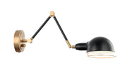 Blare Large Swing Arm Wall Lamp in Aged Gold Brass / Black