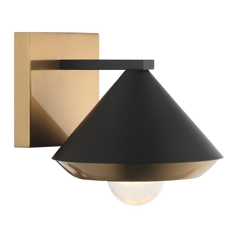 Velax Wall Sconce in Matte Black / Aged Gold Brass