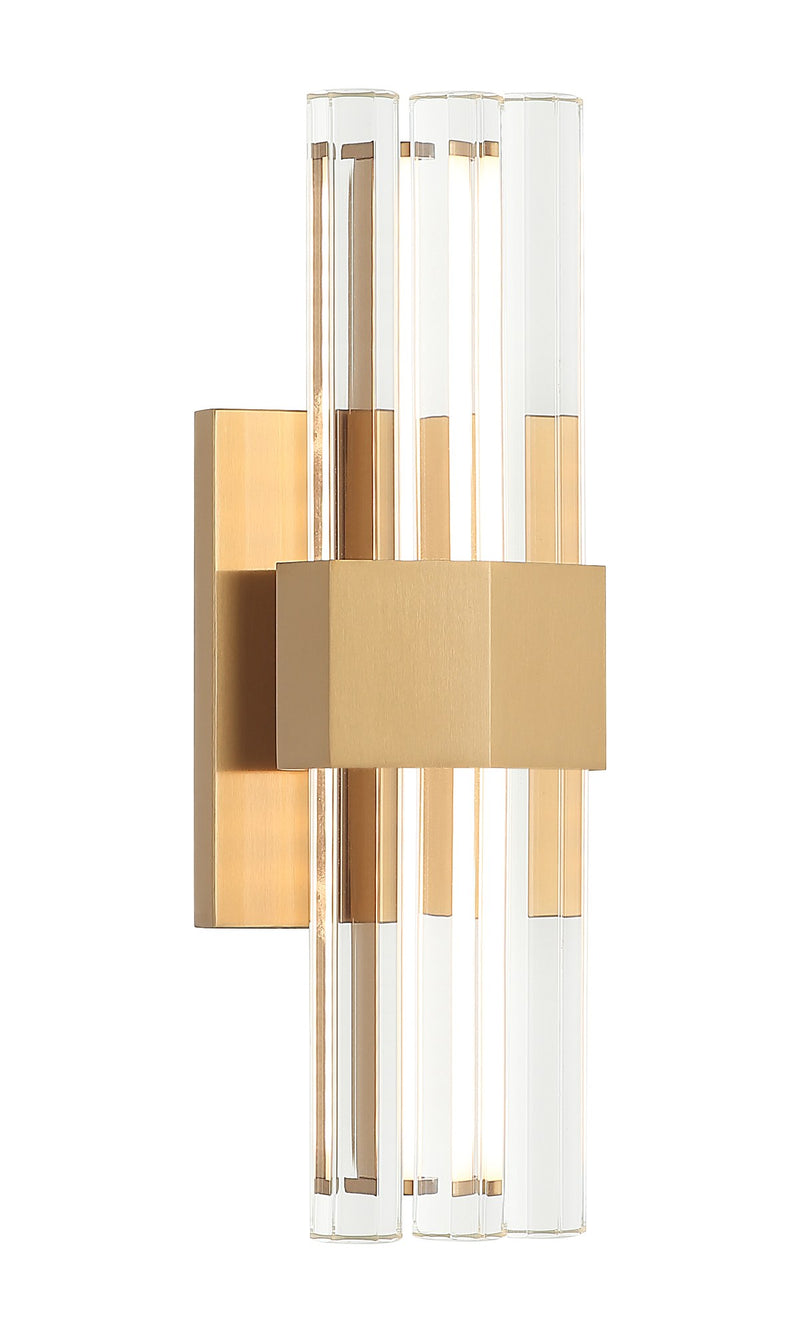 Krustallos 13" Tall LED Wall Sconce in Aged Gold Brass