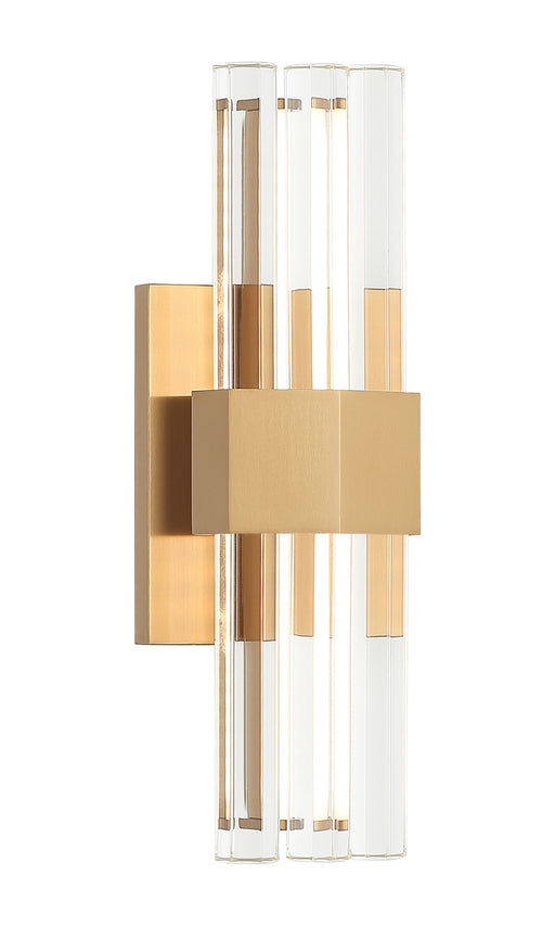 Krustallos 13" Tall LED Wall Sconce in Aged Gold Brass