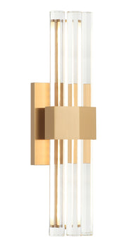 Krustallos 18" Tall LED Wall Sconce in Aged Gold Brass