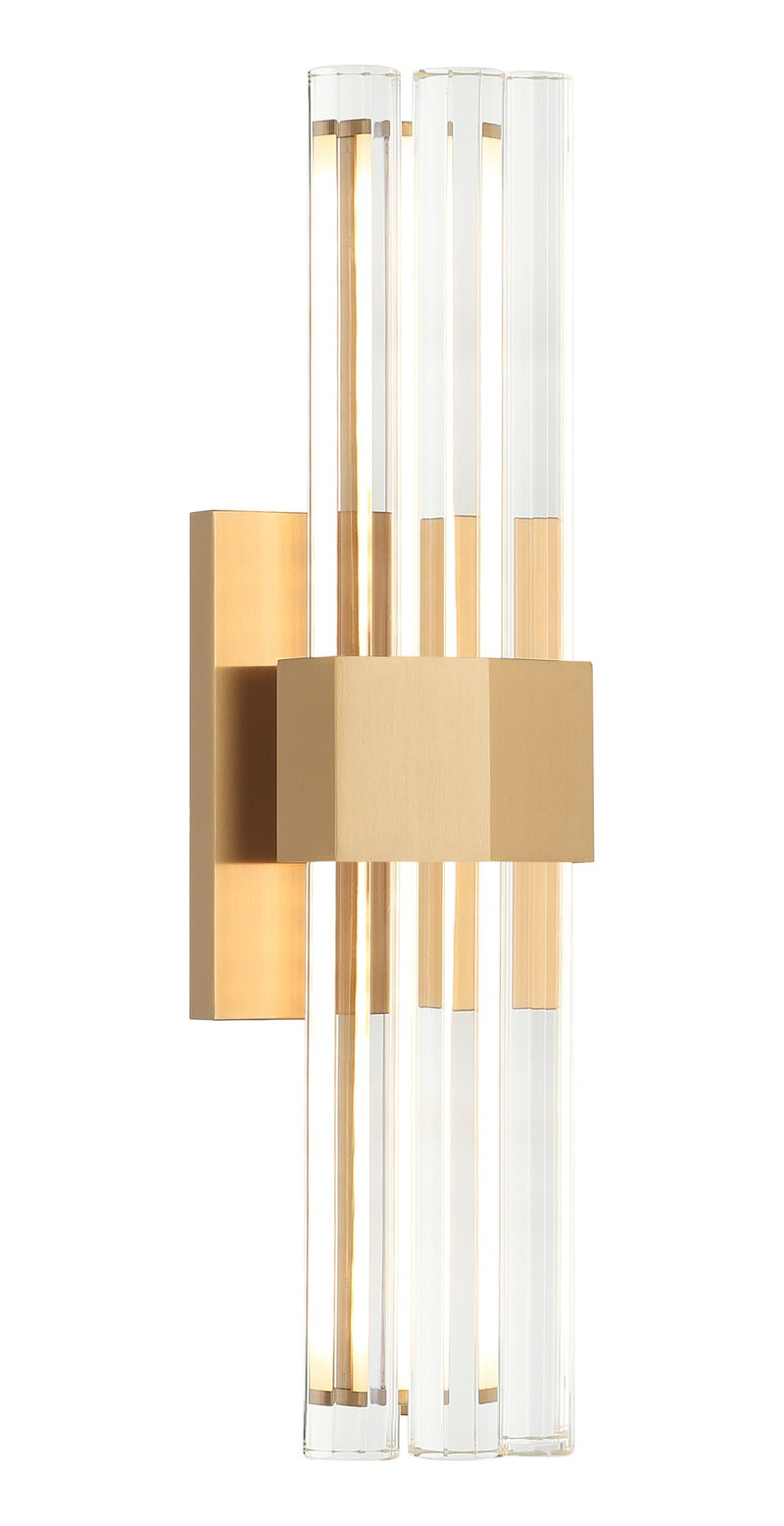 Krustallos 18" Tall LED Wall Sconce in Aged Gold Brass