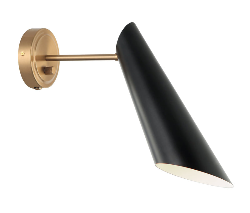Butera Small Swing Arm Wall Lamp in Aged Gold Brass / Black