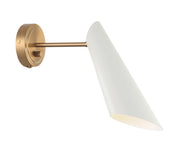 Butera Small Swing Arm Wall Lamp in Aged Gold Brass / White