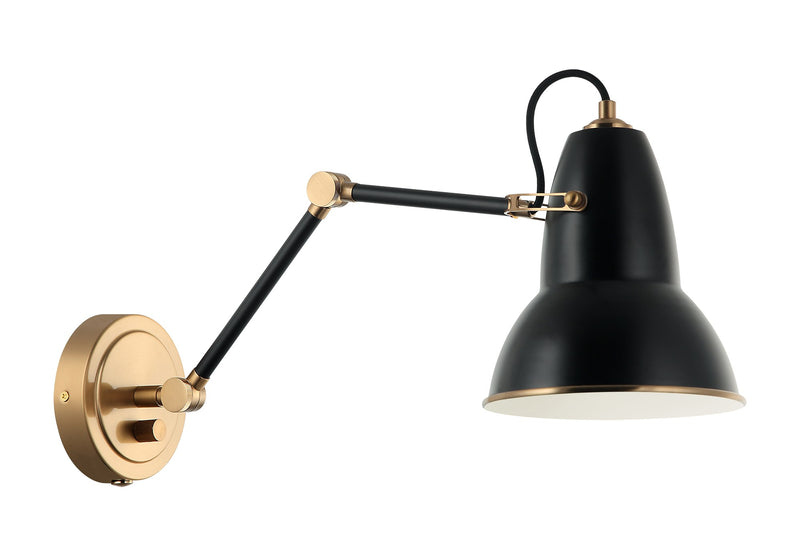 Buzz Swing Arm Wall Lamp in Aged Gold Brass / Black