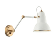 Buzz Swing Arm Wall Lamp in Aged Gold Brass / White