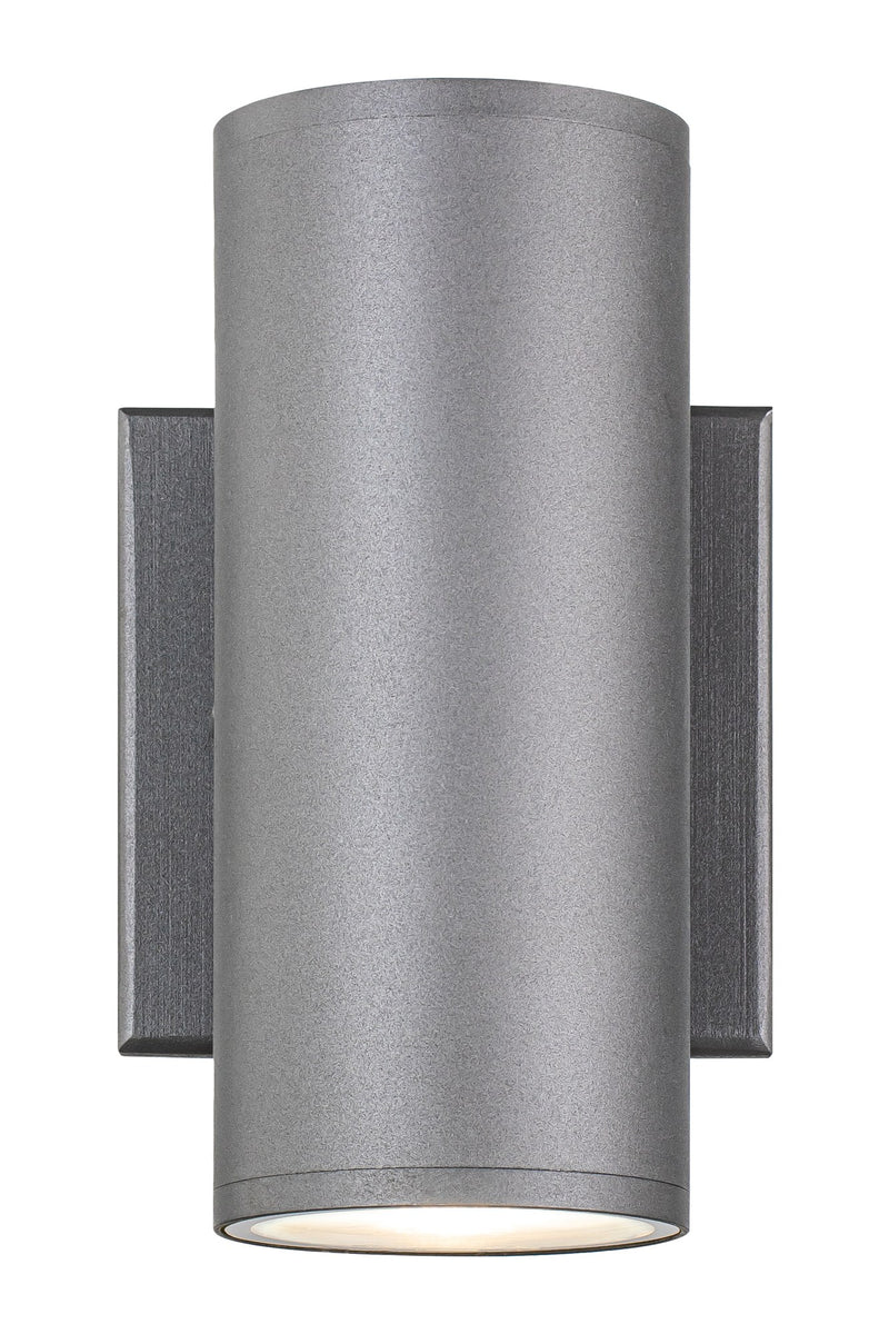 Tubular 2-Light 7" LED Outdoor Wall Sconce in Grey