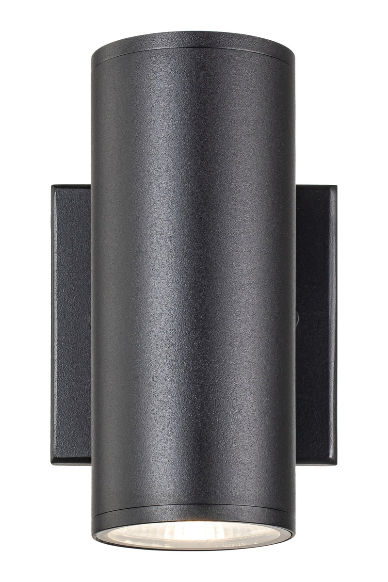 Tubular 2-Light 7" LED Outdoor Wall Sconce in Matte Black