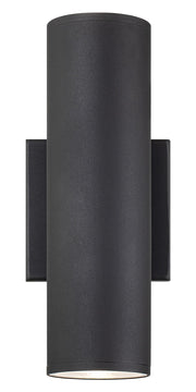 Tubular 2-Light 10" LED Outdoor Wall Sconce in Matte Black