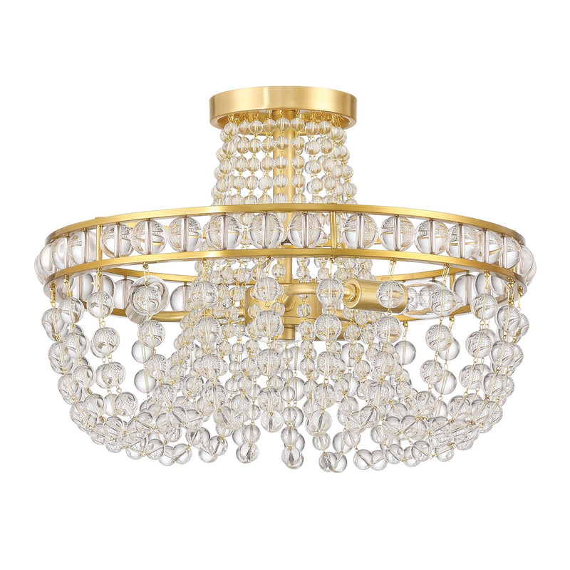 Seville 3 Light 16.5" Semi Flush Mount in Aged Brass