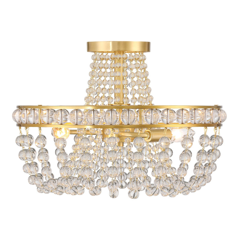 Seville 3 Light 16.5" Semi Flush Mount in Aged Brass