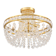 Seville 3 Light 16.5" Semi Flush Mount in Aged Brass