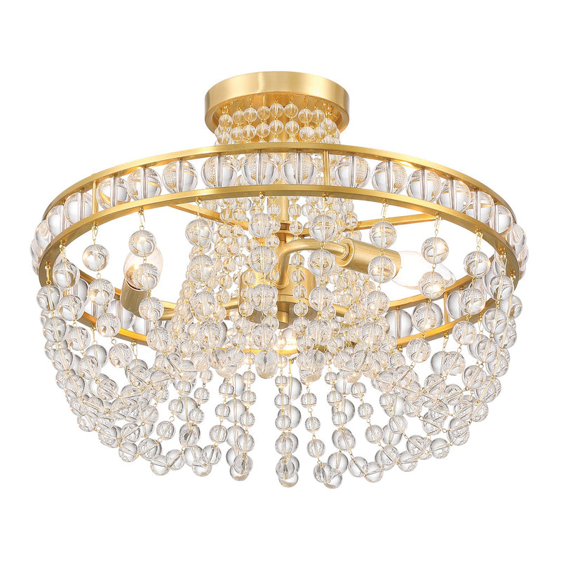 Seville 3 Light 16.5" Semi Flush Mount in Aged Brass
