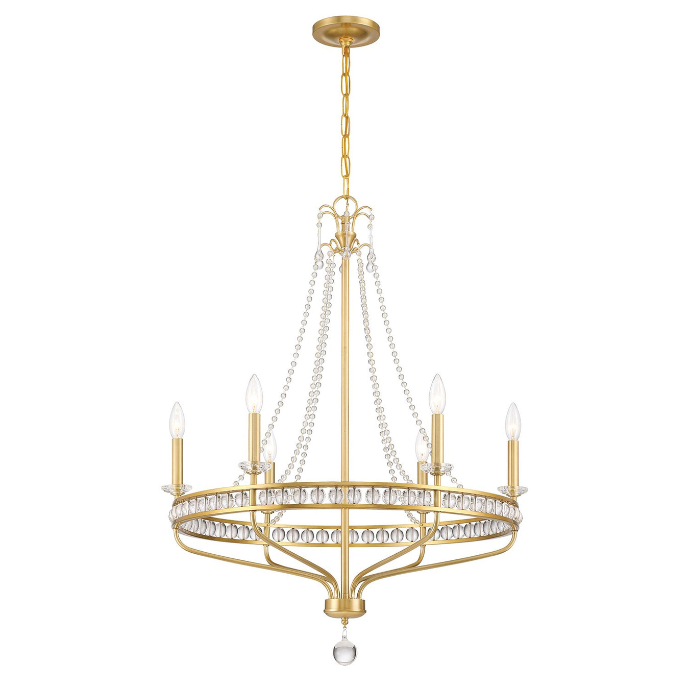 Seville 6 Light 28" Chandelier in Aged Brass