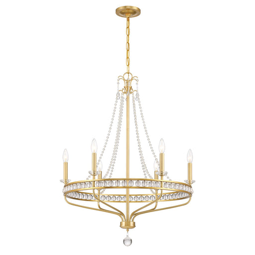 Seville 6 Light 28" Chandelier in Aged Brass