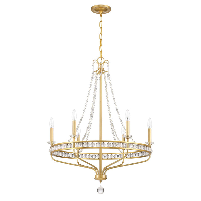 Seville 6 Light 28" Chandelier in Aged Brass
