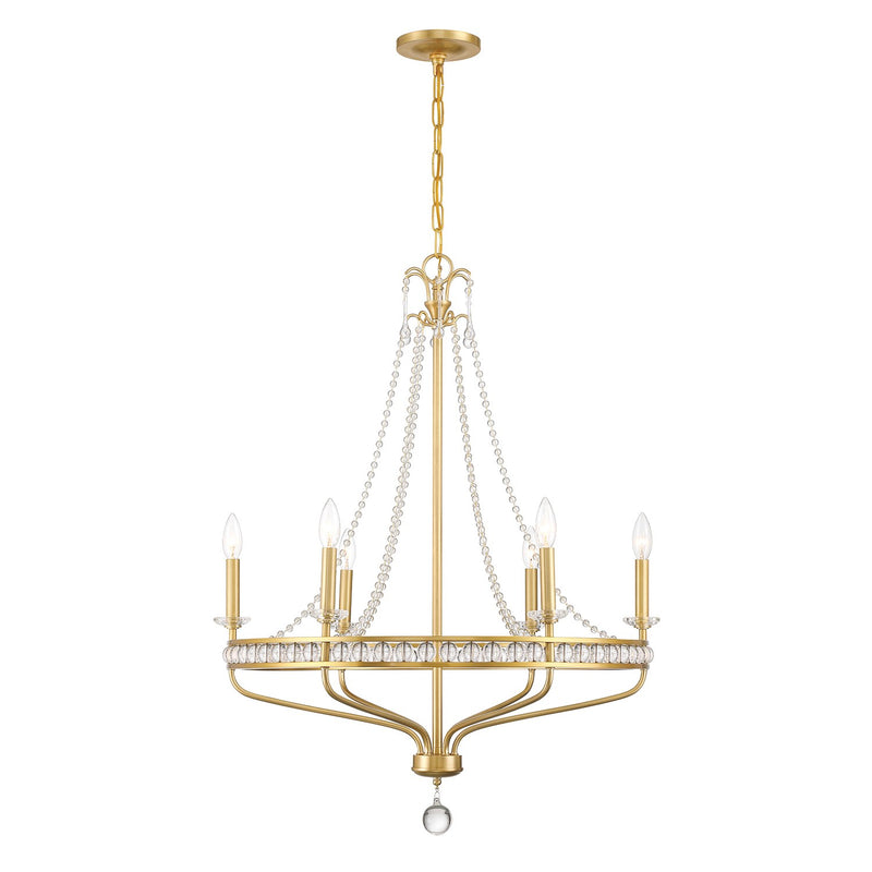 Seville 6 Light 28" Chandelier in Aged Brass
