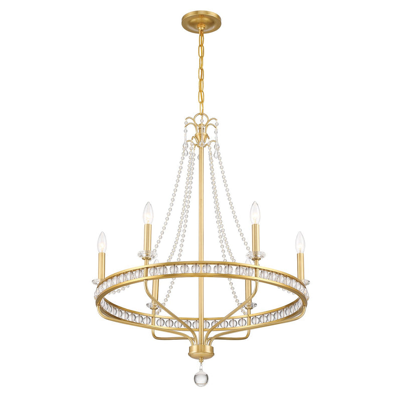 Seville 6 Light 28" Chandelier in Aged Brass