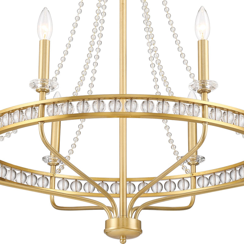 Seville 6 Light 28" Chandelier in Aged Brass