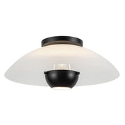 Umbra 14" Semi-Flush Mount (5" Height) in Matte Opal Glass/Black