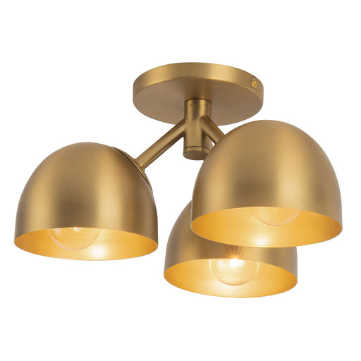 Fosso 12" 3-Light Semi-Flush Mount in Brushed Gold