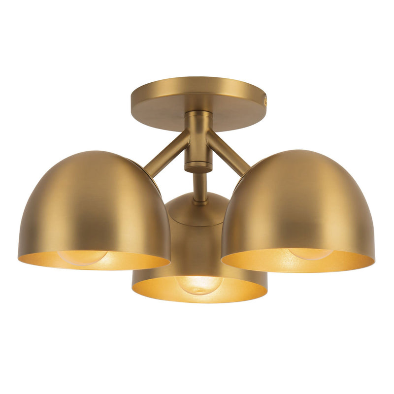 Fosso 12" 3-Light Semi-Flush Mount in Brushed Gold
