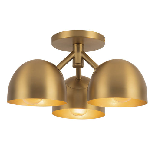 Fosso 12" 3-Light Semi-Flush Mount in Brushed Gold