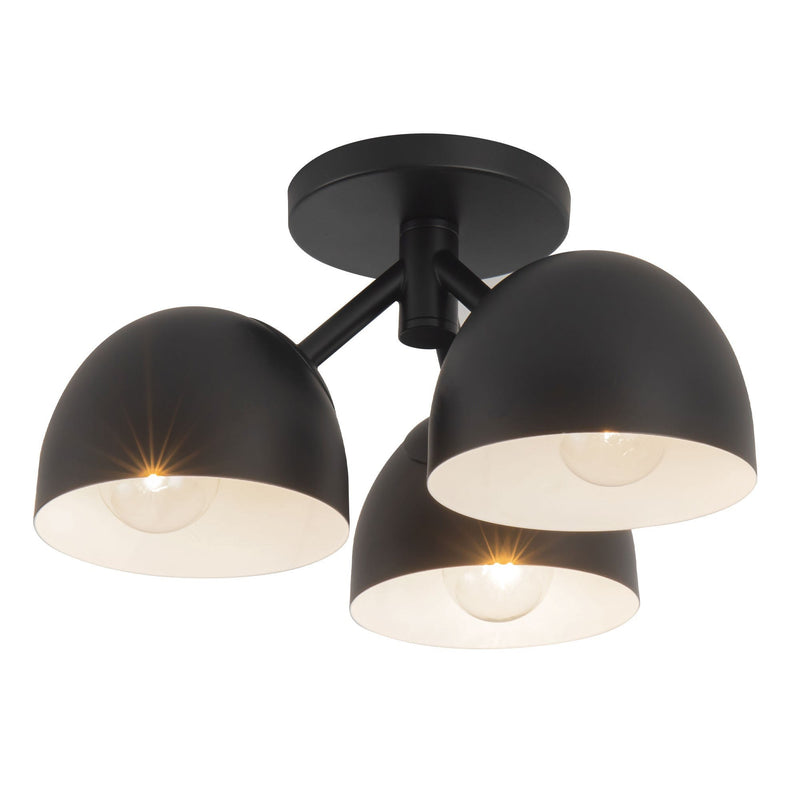Fosso 12" 3-Light Semi-Flush Mount in Black