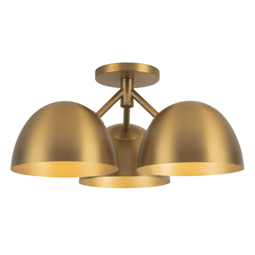 Fosso 17" 3-Light Semi-Flush Mount in Brushed Gold
