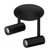 Downey 2" 2-Head Semi-Flush Mount, 4.4" Diameter in Black