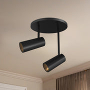 Downey 2" 2-Head Semi-Flush Mount, 4.4" Diameter in Black