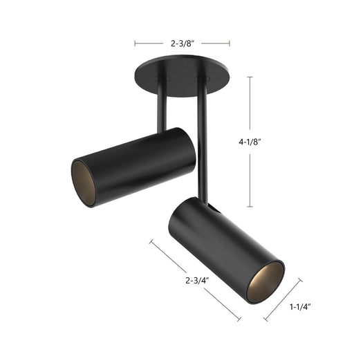 Downey 2" 2-Head Semi-Flush Mount, 2.4" Diameter in Black