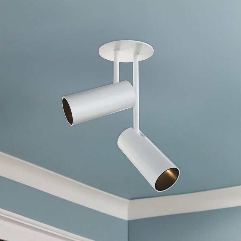 Downey 2" 2-Head Semi-Flush Mount, 2.4" Diameter in White