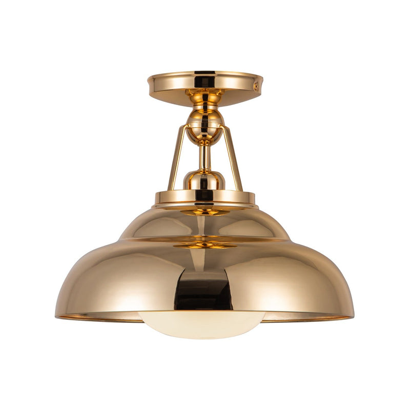 Palmetto 12" Semi-Flush Mount in Polished Brass/Glossy Opal