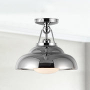 Palmetto 12" Semi-Flush Mount in Polished Nickel/Glossy Opal