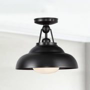 Palmetto 12" Semi-Flush Mount in Urban Bronze/Glossy Opal