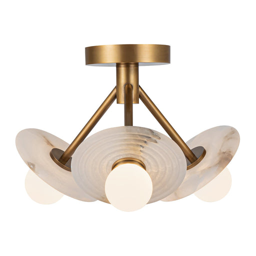 Dahlia 13" Semi-Flush Mount in Vintage Brass/Alabaster