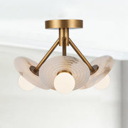 Dahlia 13" Semi-Flush Mount in Vintage Brass/Alabaster