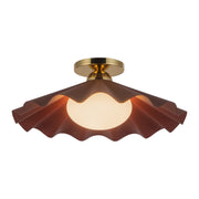 Furrow 16" Semi-Flush Mount in Burgundy