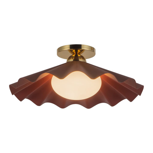 Furrow 16" Semi-Flush Mount in Burgundy