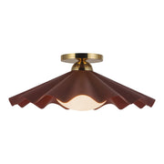 Furrow 16" Semi-Flush Mount in Burgundy