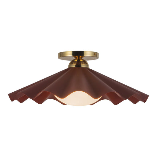 Furrow 16" Semi-Flush Mount in Burgundy