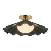 Furrow 16" Semi-Flush Mount in Green Pine