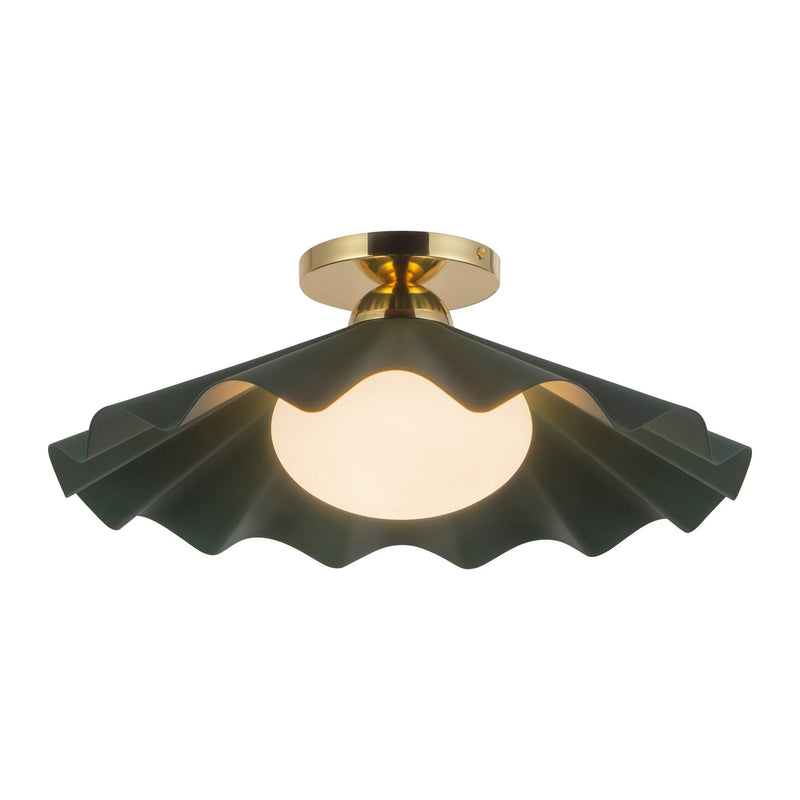 Furrow 16" Semi-Flush Mount in Green Pine