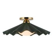 Furrow 16" Semi-Flush Mount in Green Pine